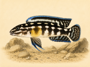 Natural-history-style illustration of the Julidochromis Marlieri (Julidochromis marlieri).