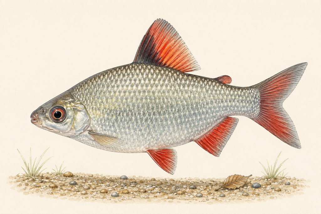 Natural-history-style illustration of the Silver Distichodus (Distichodus affinis).