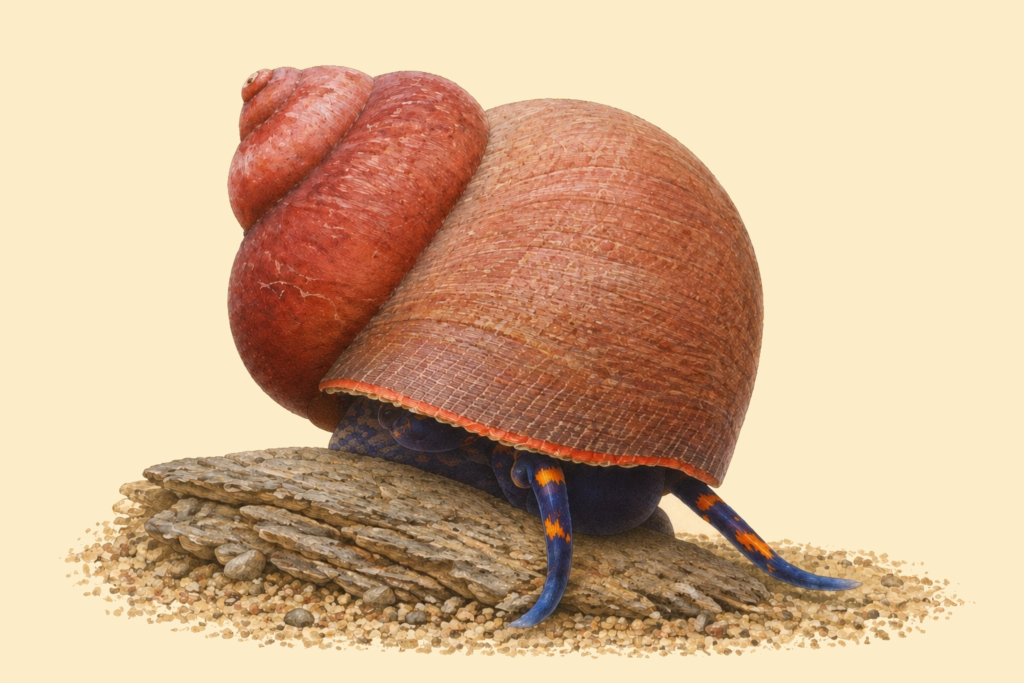 Natural-history-style illustration of the Blueberry Snail (Viviparus sp.).